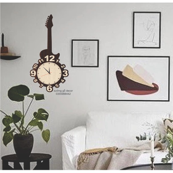 (Mới) Đồng Hồ Treo Tường, Đồng Hồ Treo Tường Trang Trí Nhà Cửa Decor Cây Đàn - Cello Wall Clock Cello Wall Clock