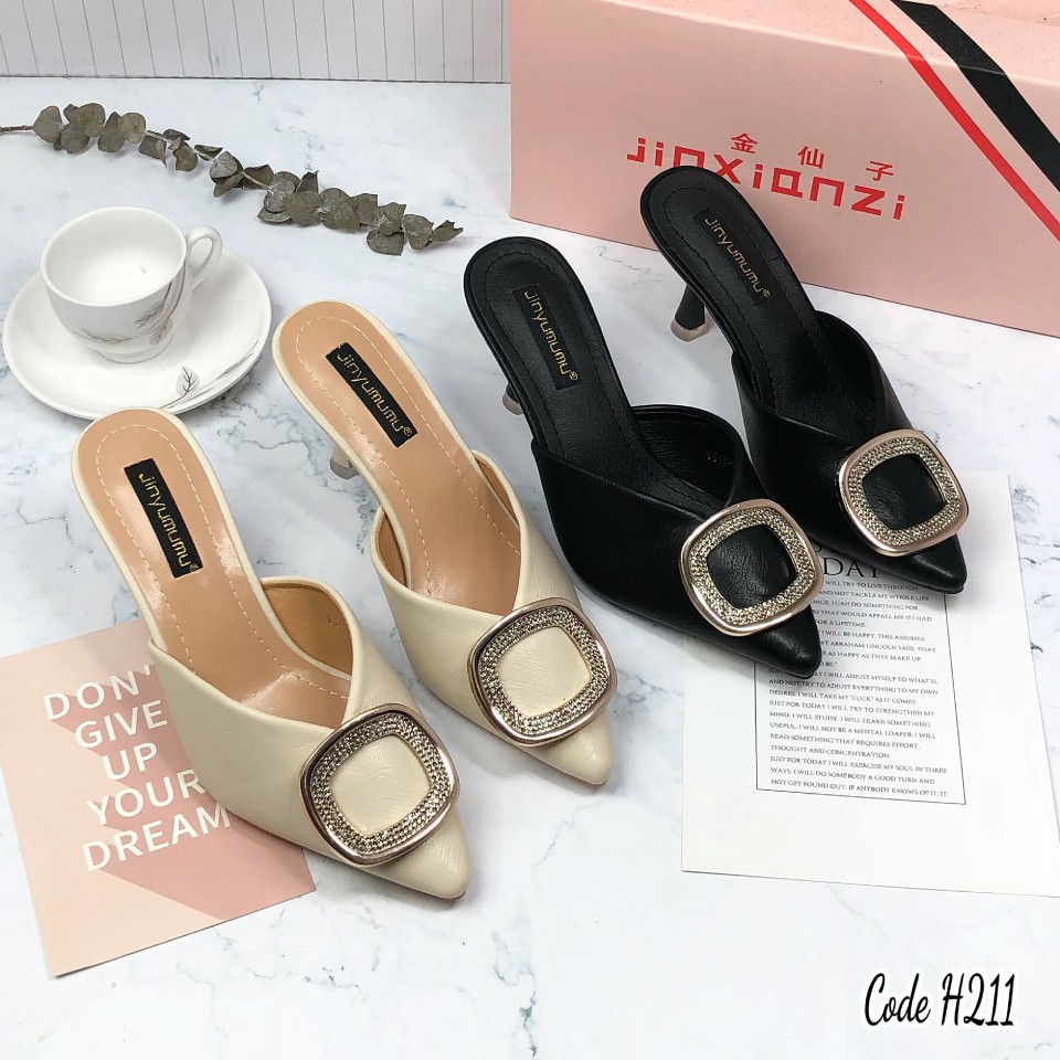 Dép cao gót 6p bít mũi Today Style da mềm H211