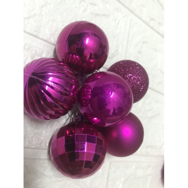 NOEL - 6 TRÁI CHÂU 4CM NHIỀU 6 KIỂU DÁNG TRANG TRÍ GIÁNG SINH