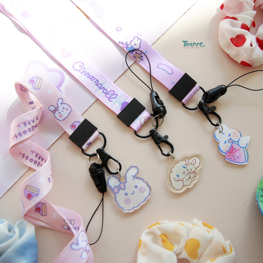 Dây đeo strap dài kèm tag Love My Best Friend - Naruto One Piece - Snoopy - Khủng Long Ngố - Vịt Donal