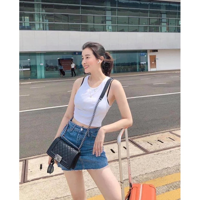 Áo croptop FOREVER 21 form ba lỗ sát nách thun gân tăm cotton