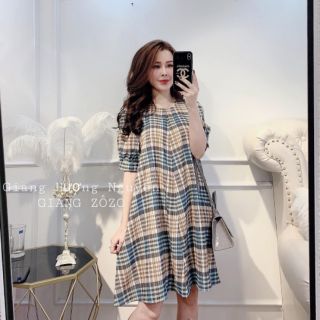 Combo Váy bầu đầm bầu sọc kẻ ka rô KS1V