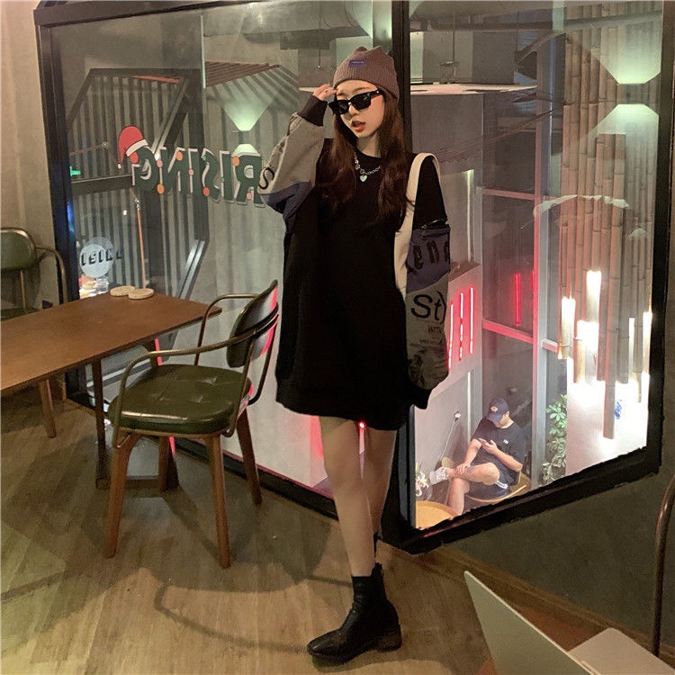 Áo Sweater Tay Dài Dáng Rộng Có Khóa Kéo In Họa Tiết Phong Cách Hàn Quốc Cho Nữ