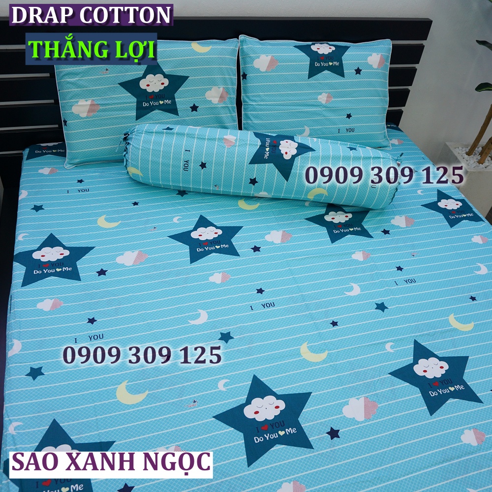 (RẺ VÔ ĐỊCH) drap cotton Thắng Lợi, ga giường chính hãng SAO XANH NGỌC (ảnh thật)