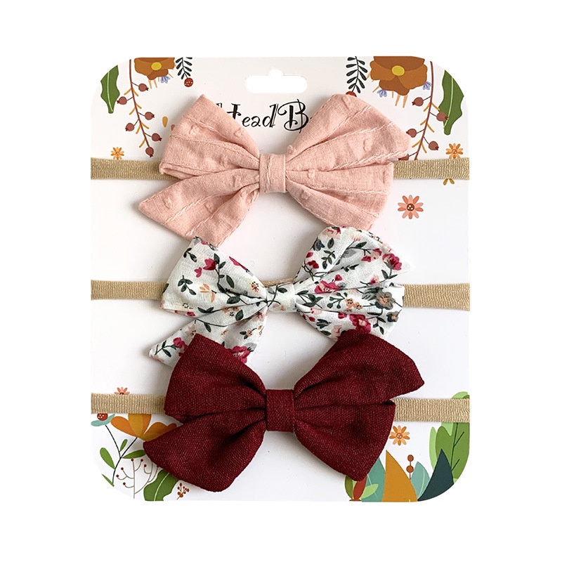Set 3 Băng Đô Nơ Mềm Mại Xinh Xắn Cho Bé Gái