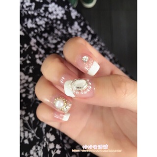 set ngọc trai nửa trang trí móng