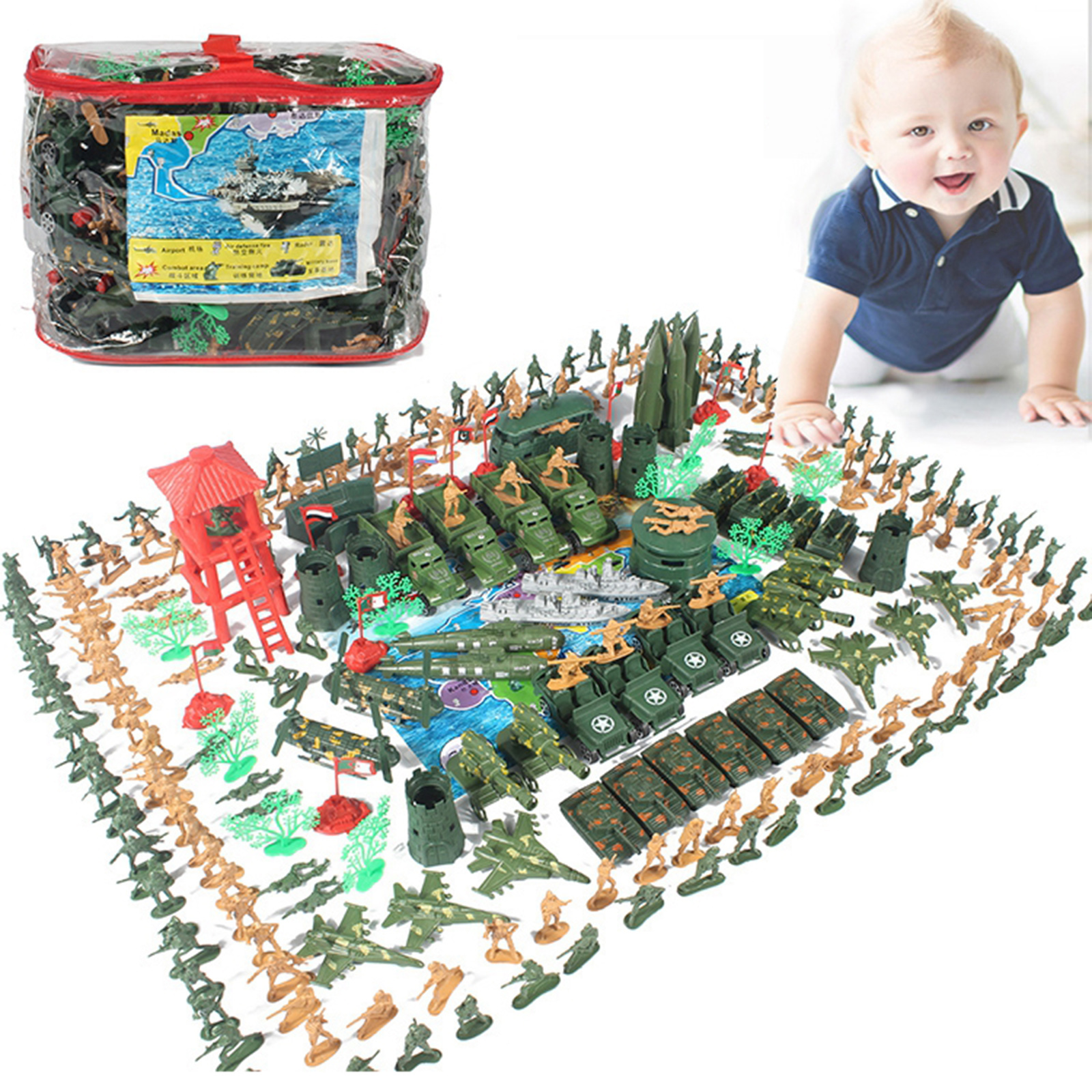 Army Men Play Set Mini Action Figure with Soldiers Toys Pretend Play Gifts