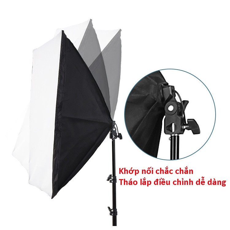 Đèn Chụp Ảnh Sản Phẩm, Đèn Studio, Quay Phim, Đèn Livestream, Tiktok. Chân đèn cao 2m kèm Softbox 50x70cm