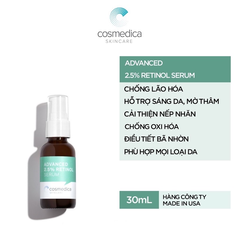 Tinh chất Cosmedica Skincare Advanced 2.5% Retinol Serum 30ml làm trẻ hóa làn da