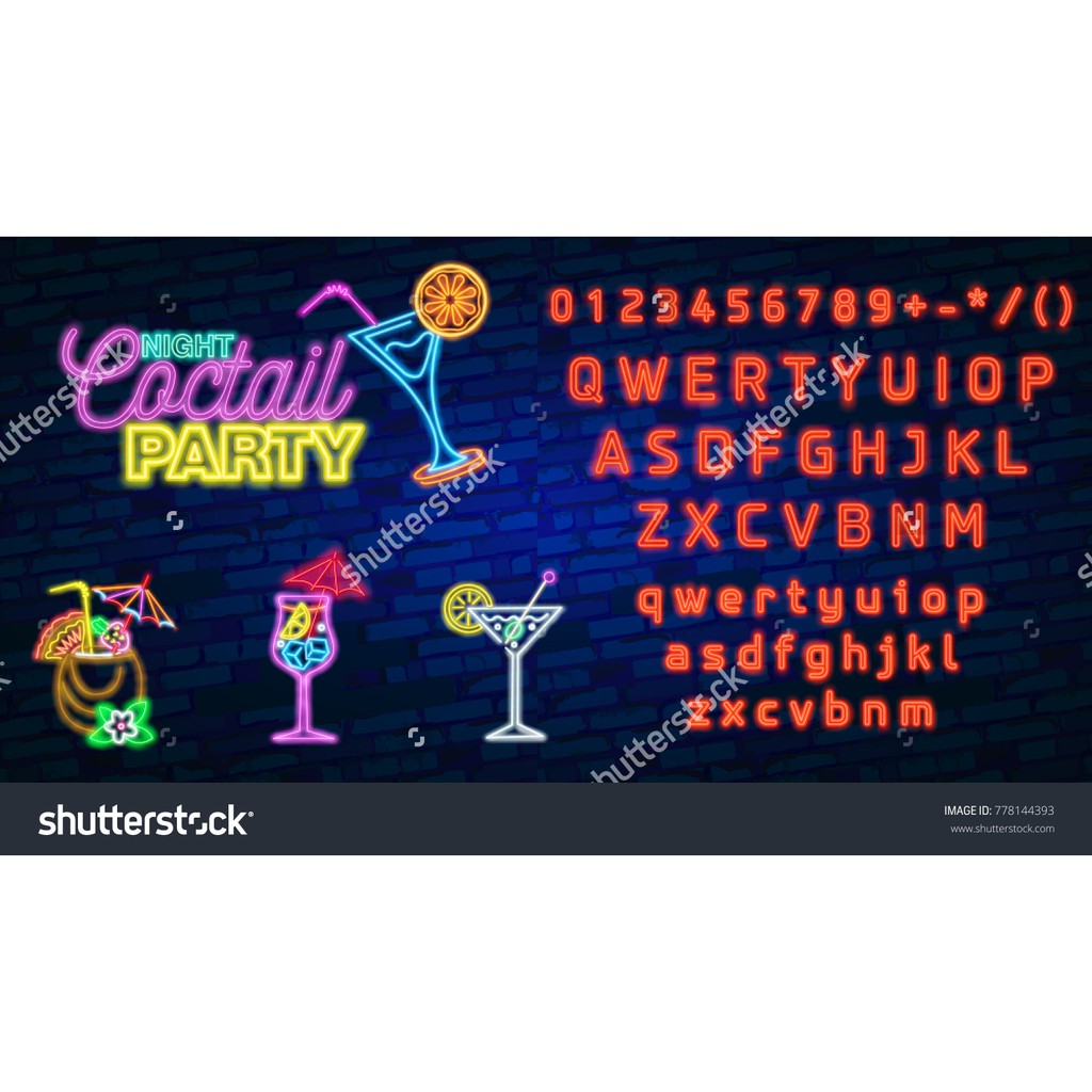 Tranh giả gạch họa tiết chữ Giả Neon dùng cho hàng quán, cafe, trà sữa, trà chanh GNOEN 01