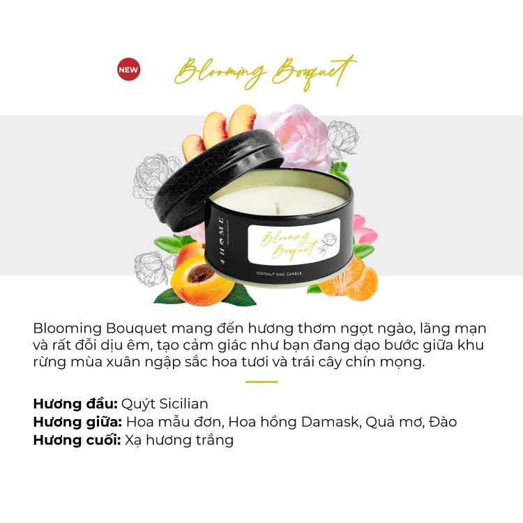 Nến Sáp Dừa 4HOME từ Yankee Candle - Blooming Bouquet (100g)