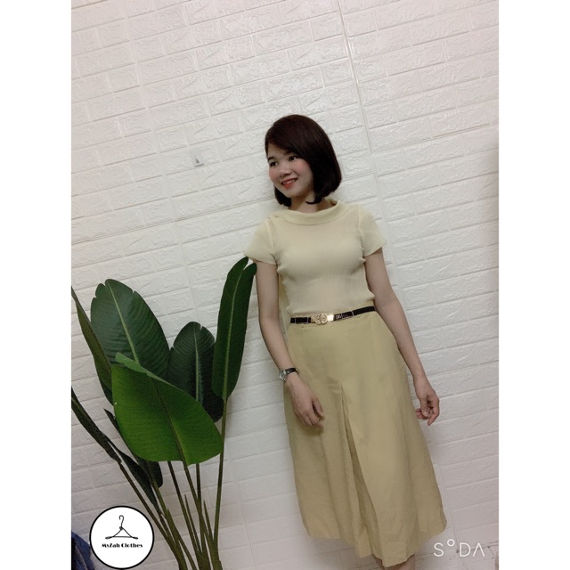 Áo siêu phẩm cổ đổ và chân váy dài 22/5