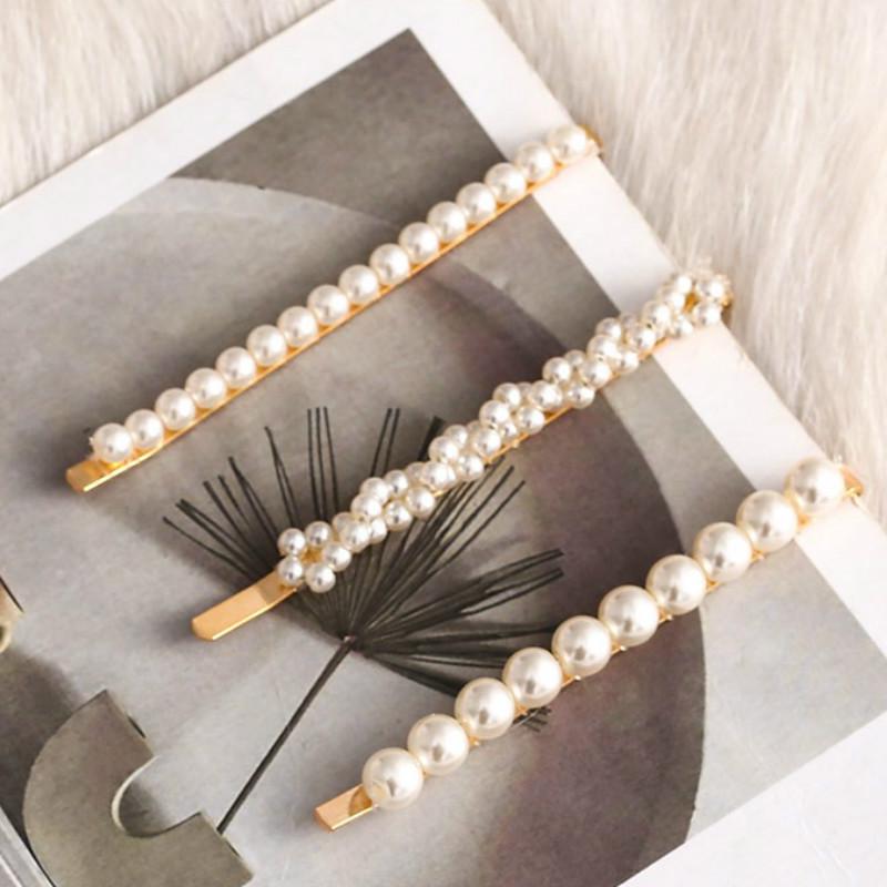 Kẹp Tóc Kim Loại Trang Trí Ngọc Trai Thời Trang Phong Cách Hàn Quốc