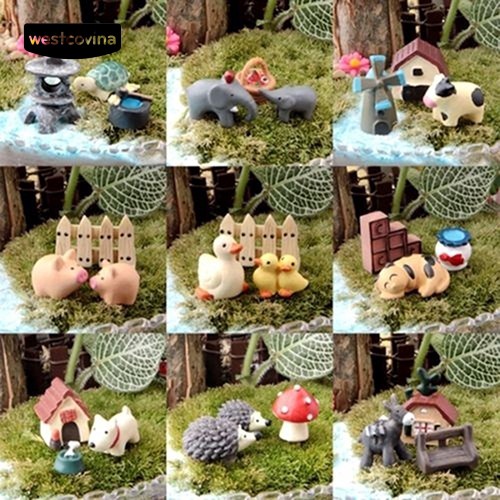 Set 3 tượng mini trang trí chậu hoa/tiểu cảnh/cây cảnh tự làm thủ công