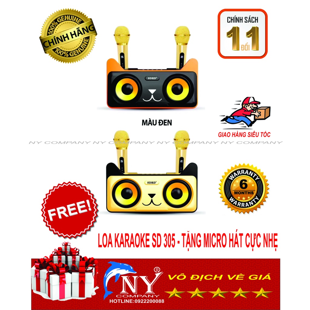 Loa bluetooth karaoke SDRD SD-305, kèm 02 mic không dây - NY COMPANY