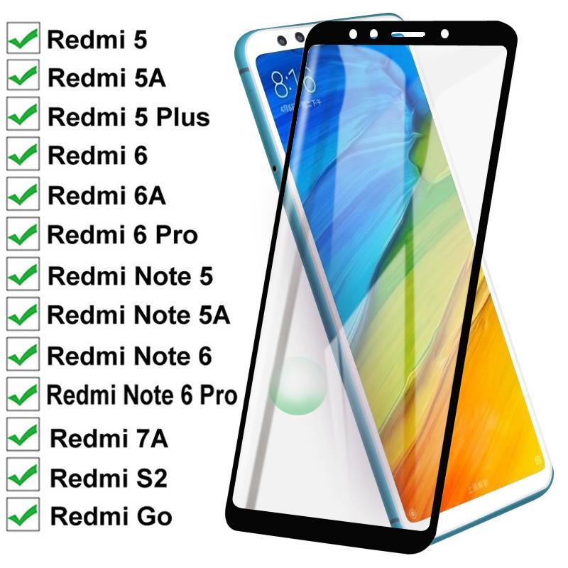 Kính cường lực 9H bảo vệ toàn màn hình cho Xiaomi Redmi 5 Plus 5A Go 6 6A 7A S2 Redmi Note 5 5A 6 Pro
