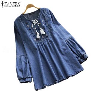 ZANZEA Áo thời trang tay phồng phong cách vintage cho nữ