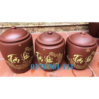 Hũ gạo gốm đất đỏ Bát Tràng 5kg