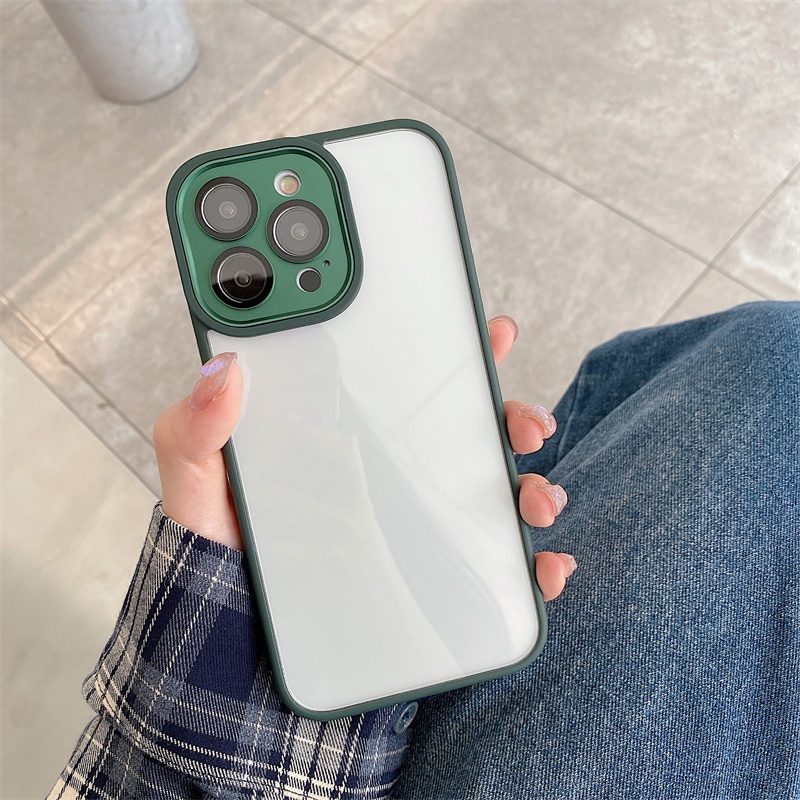 Ốp Điện Thoại Cứng Trong Suốt Chống Sốc Màu Tím Đậm Cho iPhone 14 11 Pro Max 14 Plus ip14pro