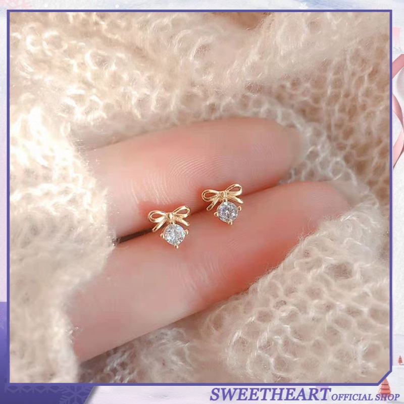 Bông Tai Mạ Bạc 925 Hình Nơ Đơn Giản Phong Cách Hàn Quốc Thời Trang Cho Nữ