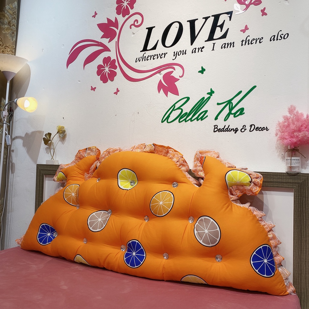 Gối tựa đầu giường , đệm kê dầu giường mẫu hoàng gia đính đá cao cấp cottong Hàn đủ kích thước