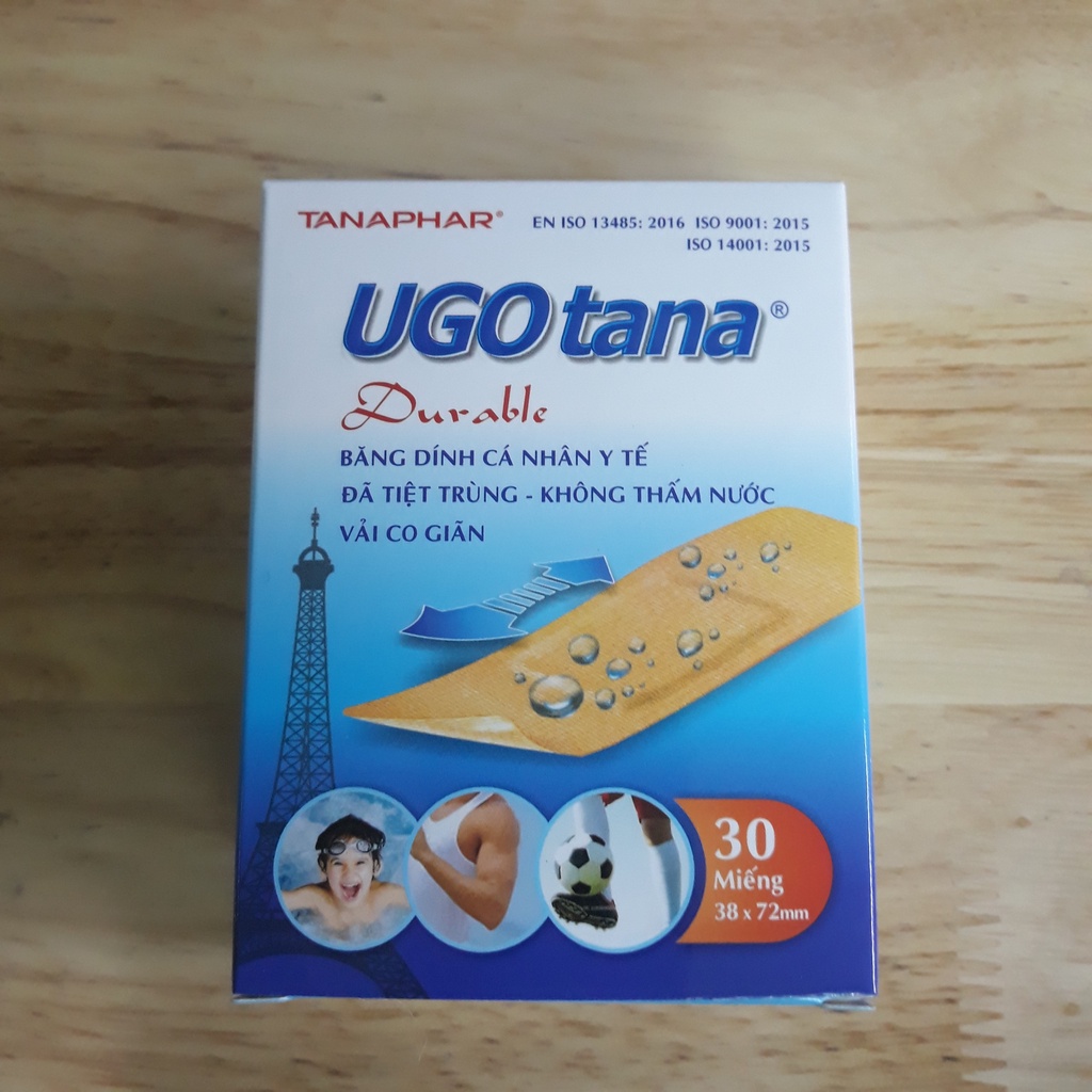 Băng dính cá nhân y tế cho gia đình Ugo tana 38x72mm ( Hộp 30 miếng )