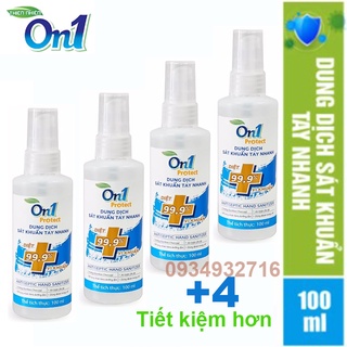 Combo 4 Chai Dung Dịch Sát Khuẩn Tay Nhanh On1 Protect Hương BamBoo Charcoal 100ml (Chai xịt nhỏ gọn)