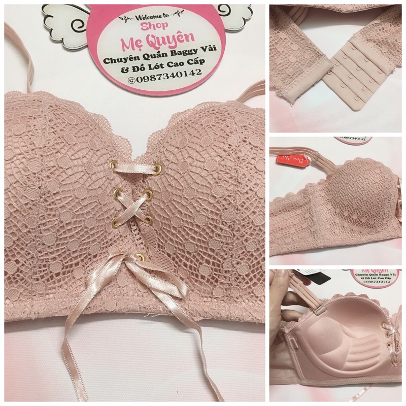 Áo lót ren nữ dây rút tạo khe ngực, mút bàn tay 2cm không gọng nâng ngực, hoạ tiết ren tinh tế quyến rũ cho nàng