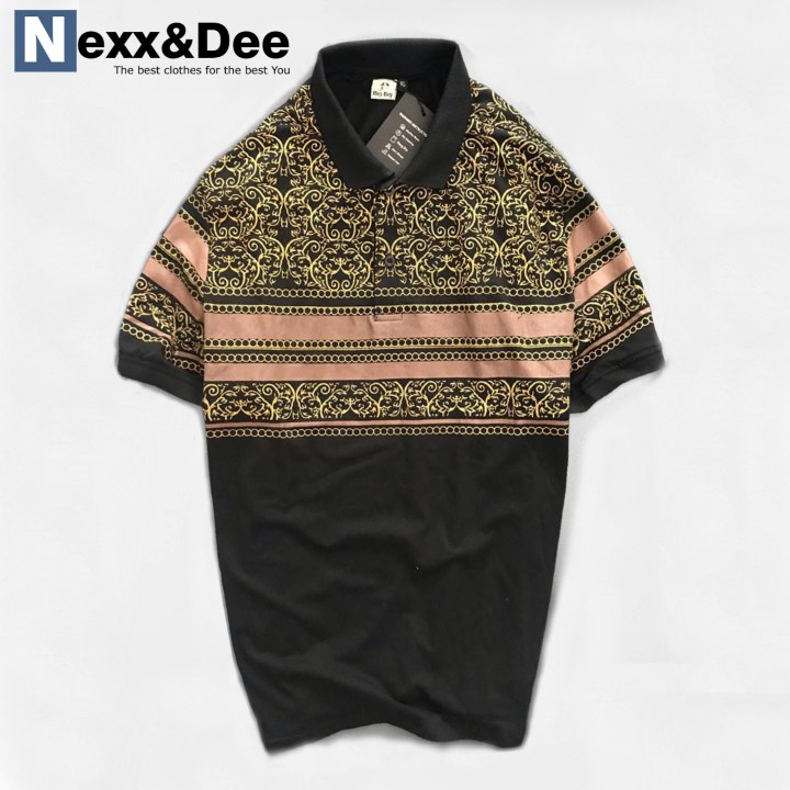 Áo thun POLO nam HỌA TIẾT có cổ bẻ sọc ngang vải cá sấu trung niên cao cấp Nexx&Dee PL33