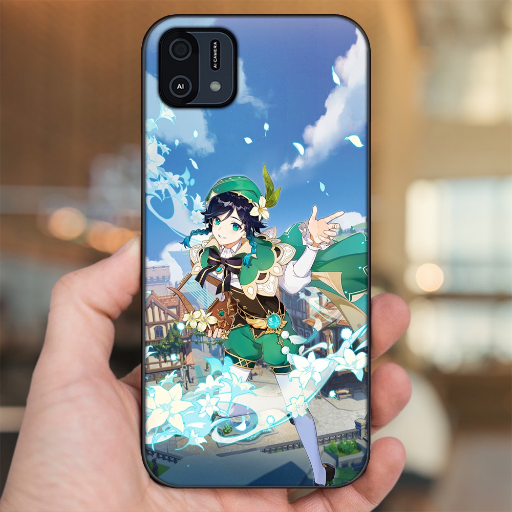 Ốp lưng Oppo A16K viền đen in hình Venti Genshin Impact