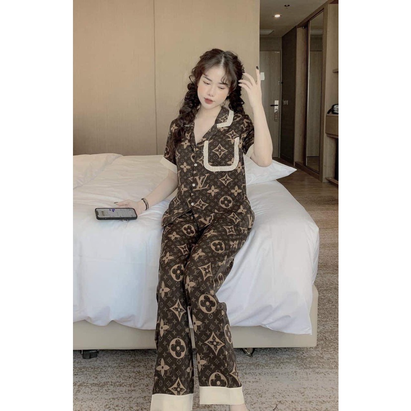 Đồ Bộ Pijama Nữ Lụa Mango Cao Cấp,Tay Ngắn Quần Dài,Chất Vải Mềm Mịn