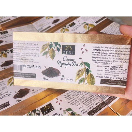 Cacao Nguyên Bơ Zeni (Thanh 170g)