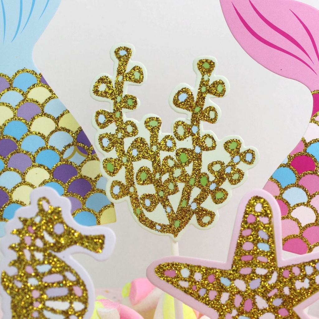 Set 5 Que Cắm Trang Trí Bánh Kem Hình Sinh Vật Biển Dễ Thương