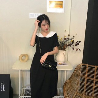 Váy trơn cổ thuỷ thủ thắt nơ lưng