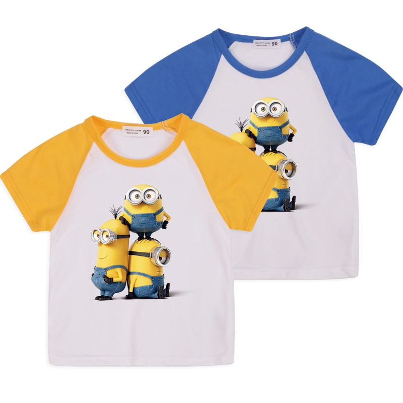 Áo thun tay ngắn in hình Minion dễ thương 6 màu lựa chọn cho bé