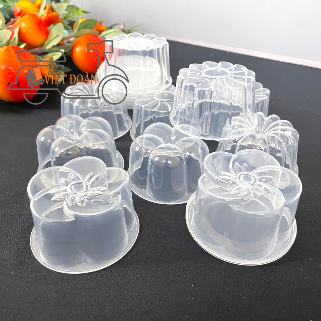 Khuôn làm RAU CÂU, RAU CÂU DỪA , BÁNH IN, BÁNH PHỤC LINH hình hoa - CÓ NẮP, nhựa trong , dày