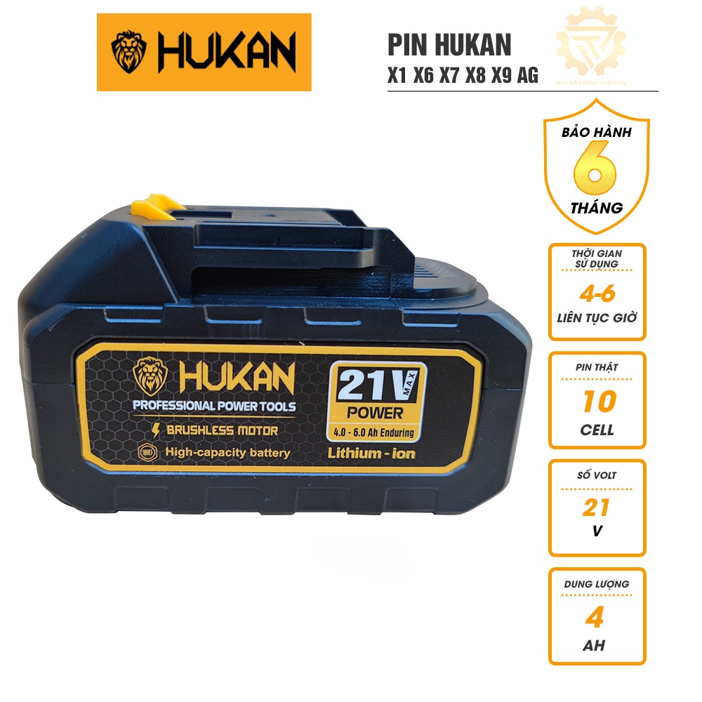 Pin HUKAN 10cell 21V có đèn báo pin dung lượng 3.2Ah  phù hợp cho dòng máy khoan X1 X6 X7 X8 X9 AG