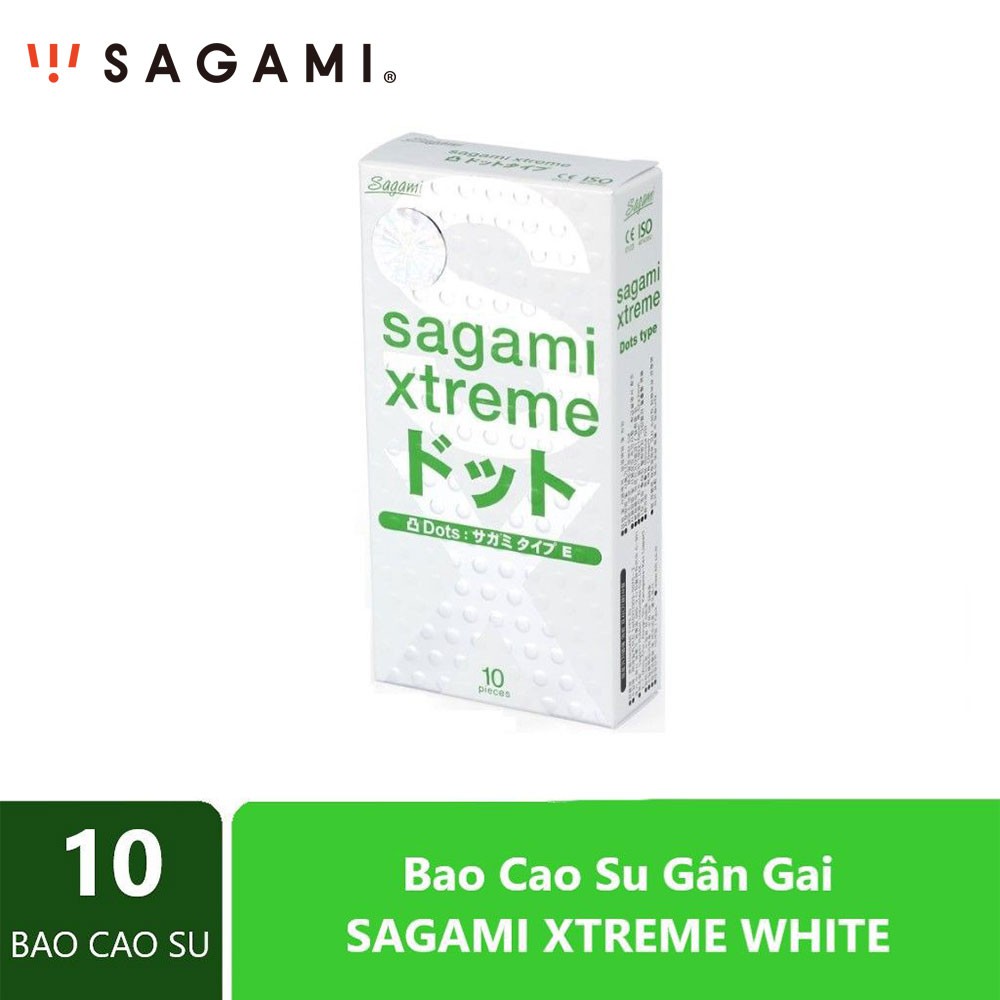 Hộp 10c Bao Cao Su Nhật Bản Sagami Extreme Type E White Box Gân Gai Chính Hãng Xuất Xứ
