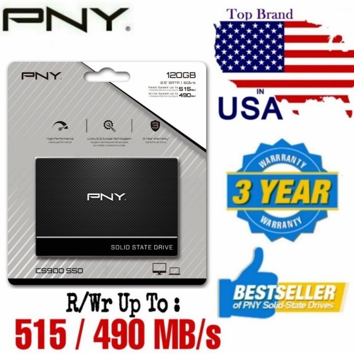 Thẻ nhớ 120GB 120GB PNY CS900 2.5inch SATA III 6Gb / s Nand 120GB 2.5" Ssd