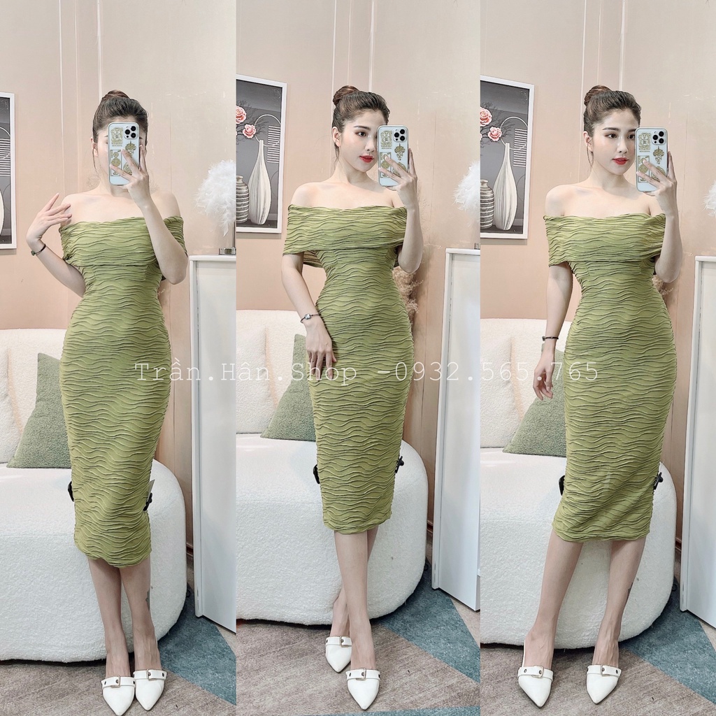 Váy trễ vai nữ chất xốp dáng dài sexy, gợi cảm mang đi chơi đi tiệcI Trần Hân Shop 3007200