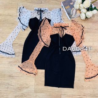 ĐẦM BODY PHỐI TAY LƯỚI BI (xả kho)