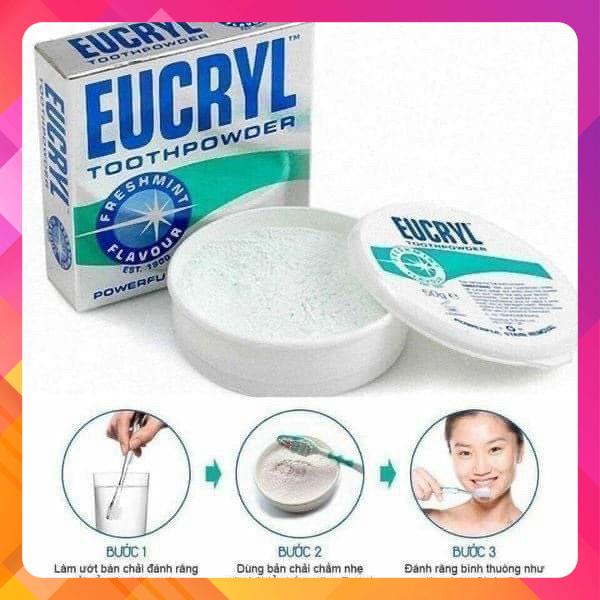 Bột tẩy trắng răng cấp tốc từ Anh Quốc EUCRYL 50g