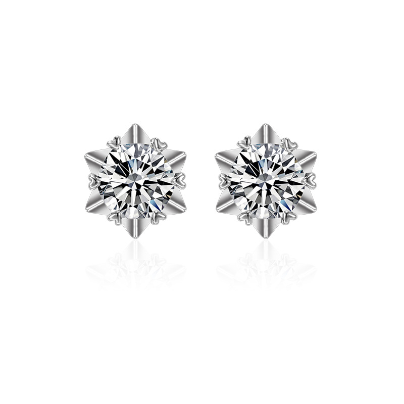 S925 Silver Lovely Lady Snowflake Earrings