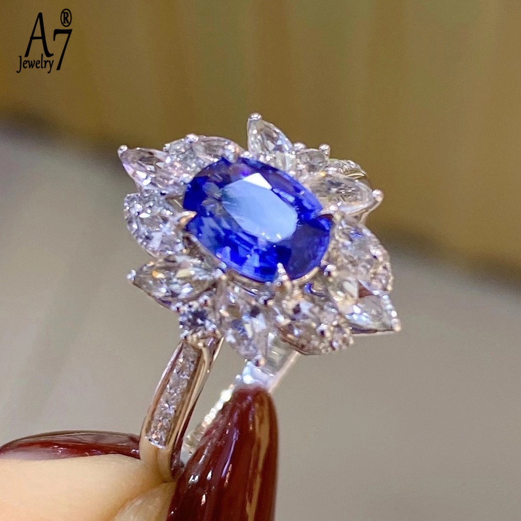 Nhẫn bạc S925 đính đá sapphire nhân tạo sang trọng cho nữ