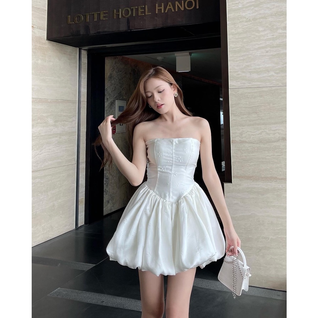 Váy quyến rũ dáng xòe vân nổi hoạ tiết cao cấp công chúa bồng bềnh - Angelic Dress