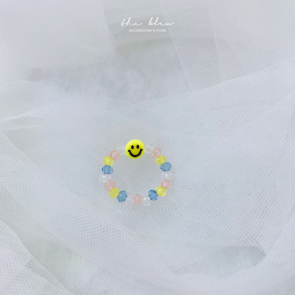 Nhẫn mặt cười hạt cườm nhiều màu handmade