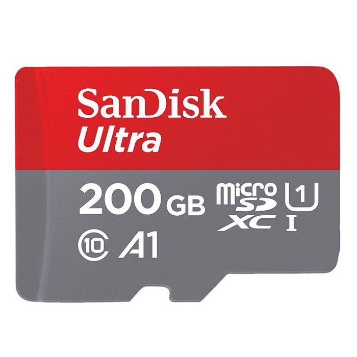 k89 Thẻ nhớ MicroSDXC SanDisk Ultra A1 200GB Class 10 U1 100MB/s kèm adapter - Model 2018 (Xám đỏ) 1