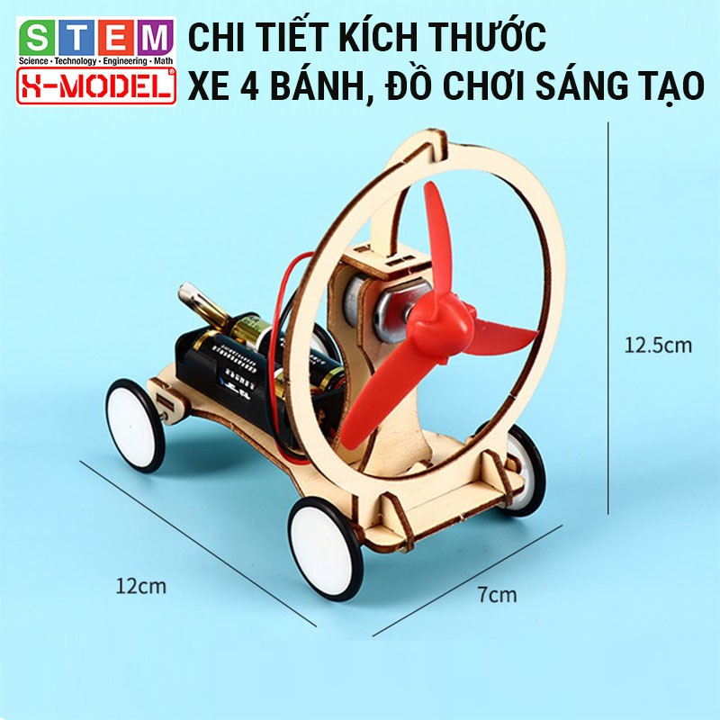 Đồ chơi thông minh, sáng tạo STEM Xe 4 bánh gỗ mô tơ cánh quạt X-MODEL ST83, Đồ chơi trẻ em DIY [Giáo dục STEM, STEAM]