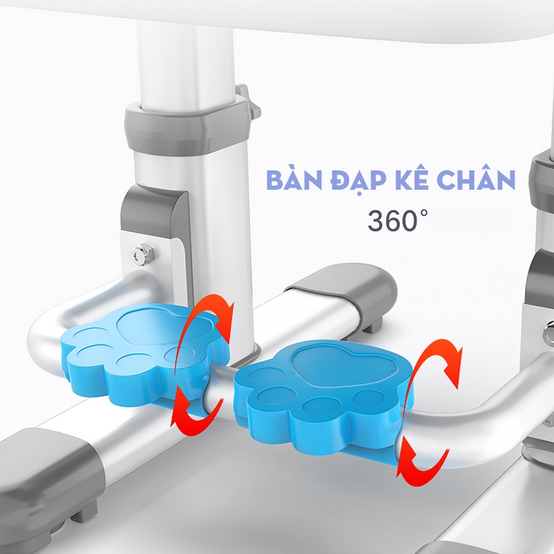 Ghế học sinh thông minh chống gù tùy chỉnh độ cao có gác chân có dây đai và lớp đệm ngồi