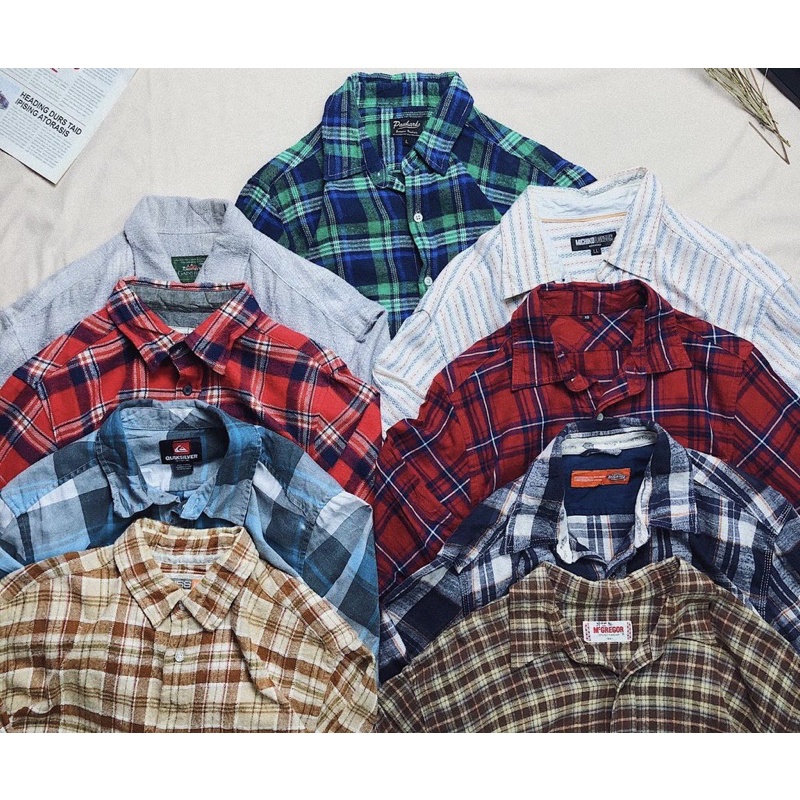 Áo Sơ mi flannel caro 2hand - Flannel 2hand - Sơ mi Caro chọn Size, chọn Màu